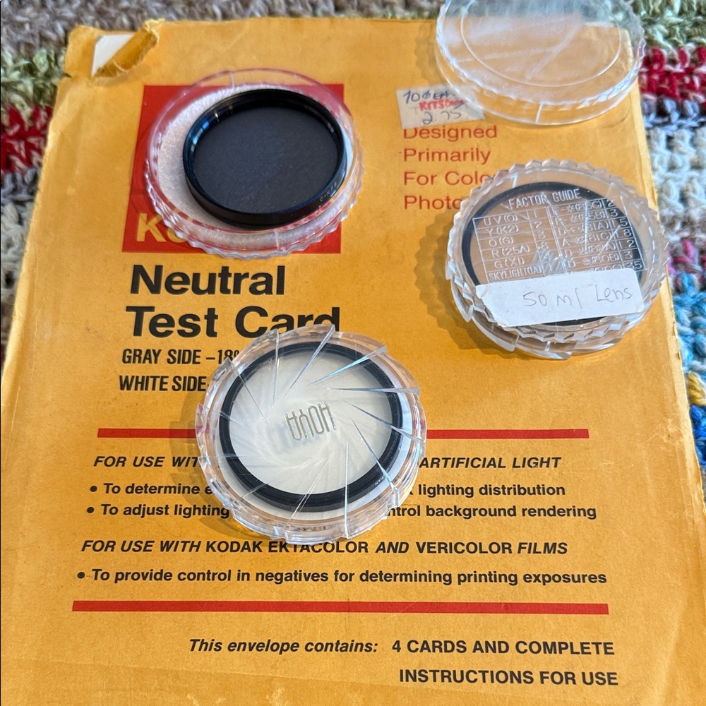 Kodak Neutral Test Card with Black and Clear Filters
